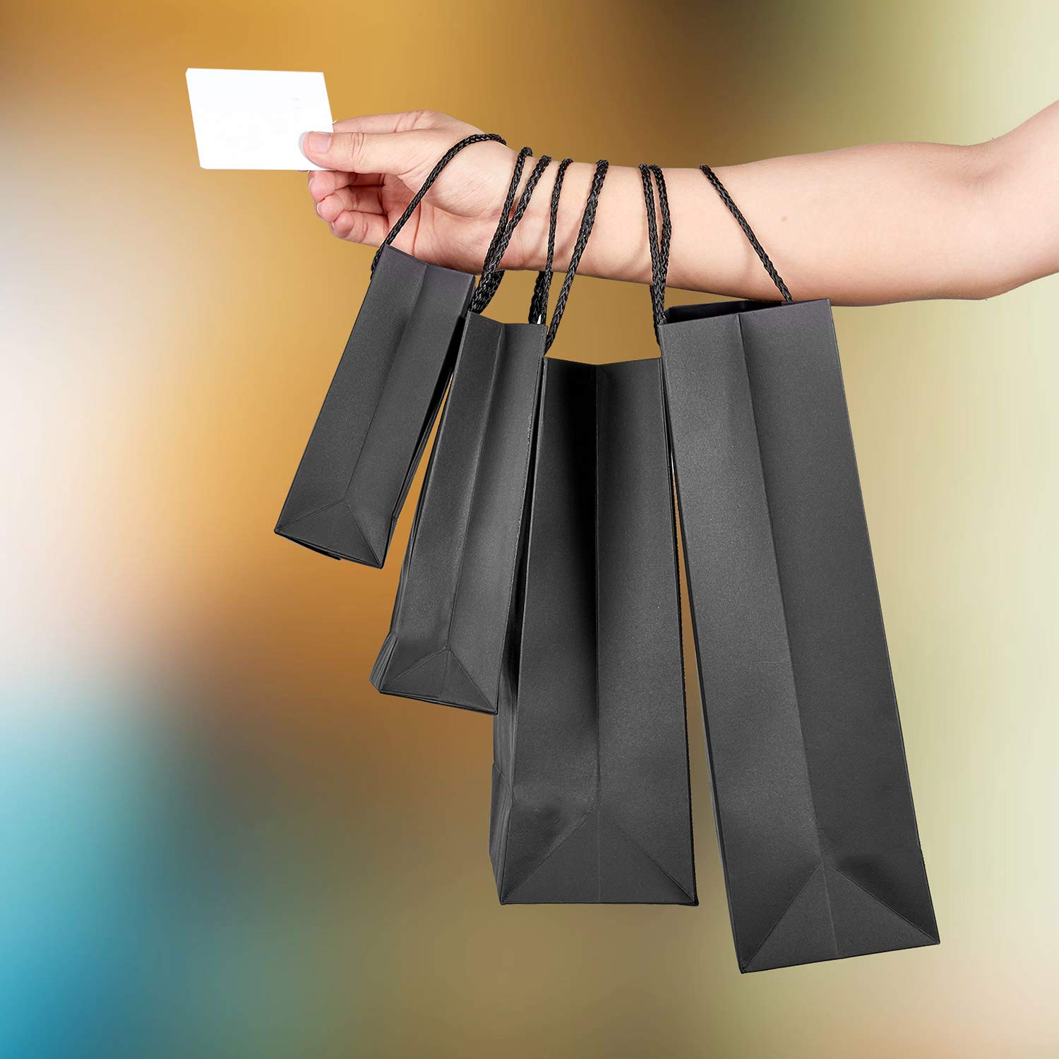 Outus 24-Pack Black Kraft Gift Bags with Paper - 4 Sizes (6-13