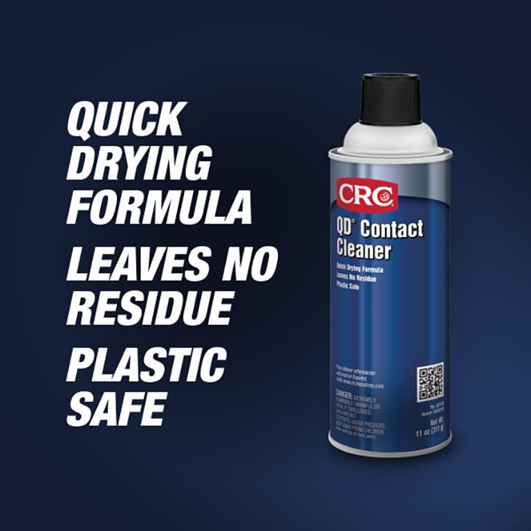 CRC QD Contact Cleaner - 11 Wt Oz Industrial Strength Electronics Cleaner | Fast Drying, No Residue, Plastic-Safe Formula | Safe for Sensitive Electronics & Circuit Boards | Aerosol Spray for Electrical Contacts, Automotive, and Home Electronics Maintenance