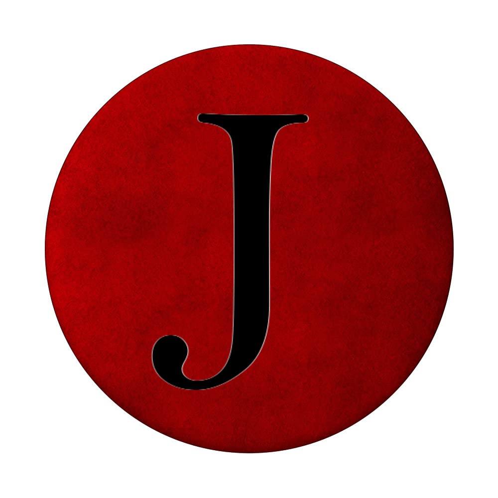 Black Pattern Initial Letter J Phone Grip - Red Design PopSocket Adhesive PopGrip for Secure Phone Handling and Stylish Accessory