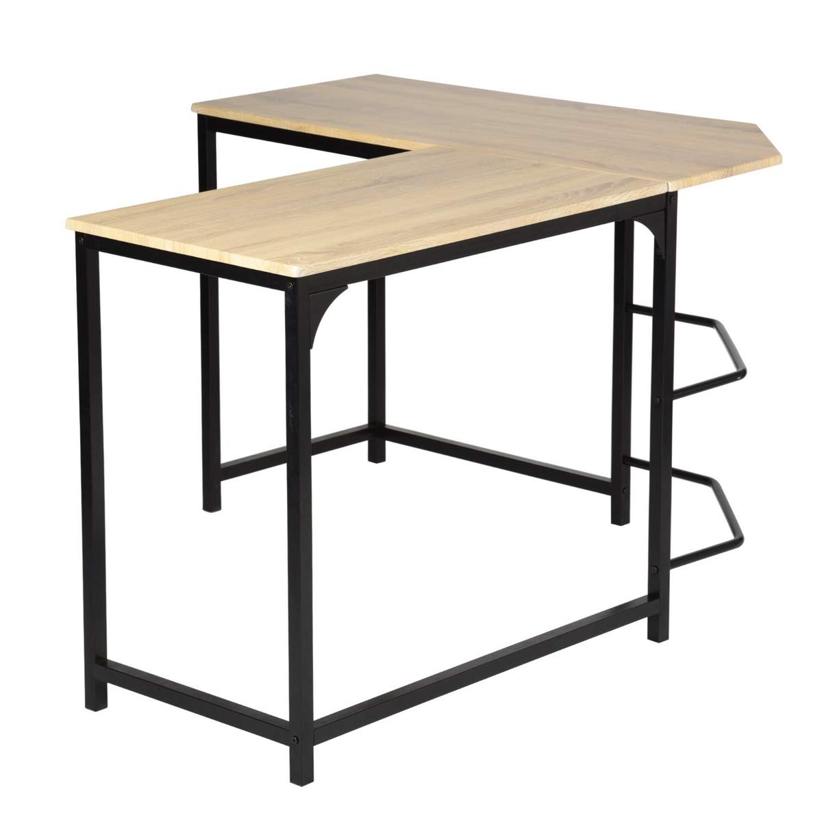 Ergonomic L-Shaped Computer Desk with Keyboard Tray - Sturdy Wood Workstation for Home Office, Gaming & Study - Space-Saving Corner Desk for PC & Laptop Users