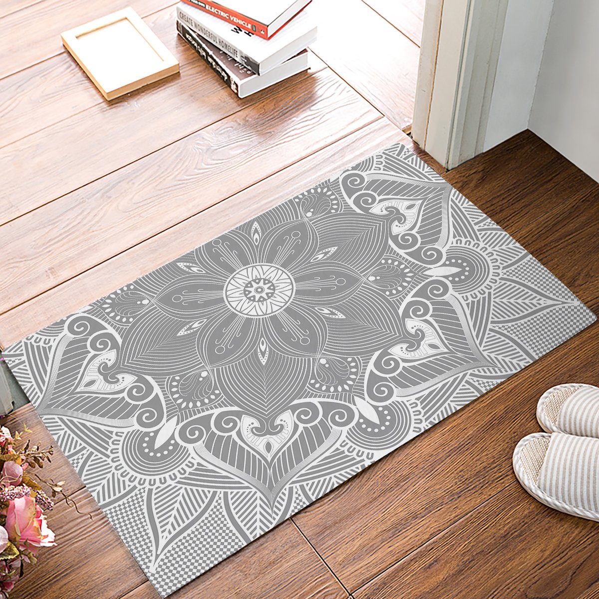 Segard Non-Slip Welcome Doormat - Indian Floral Mandala Design Indoor/Outdoor Rug, Soft Absorbent Bath Mat for Home Decor - Perfect for Front Door, Bathroom & Kitchen - Great Holiday & Housewarming Gift - Use in Entryway, Shower, Laundry Room, Office or as Thoughtful Present