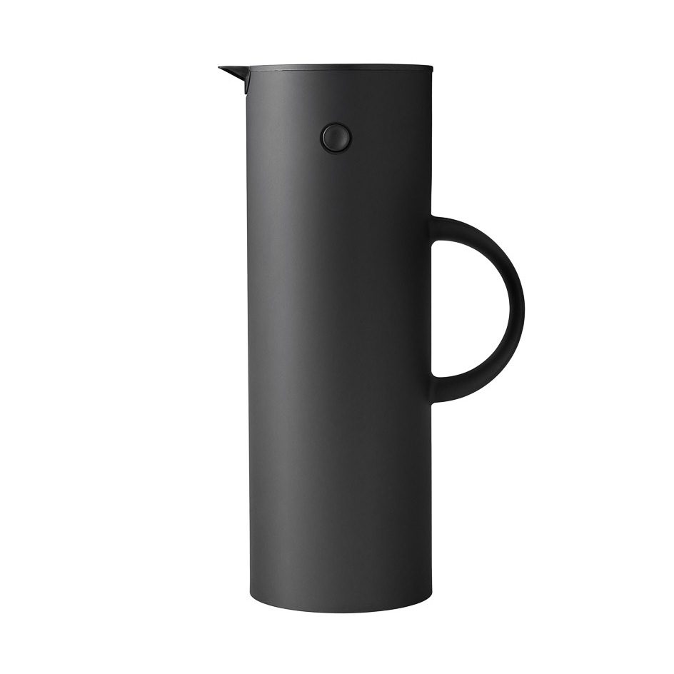 STELTON Em77 1L Vacuum Insulated Water Jug - Soft Black | Keeps Drinks Hot/Cold for Hours | Perfect for Office, Travel & Outdoor Activities