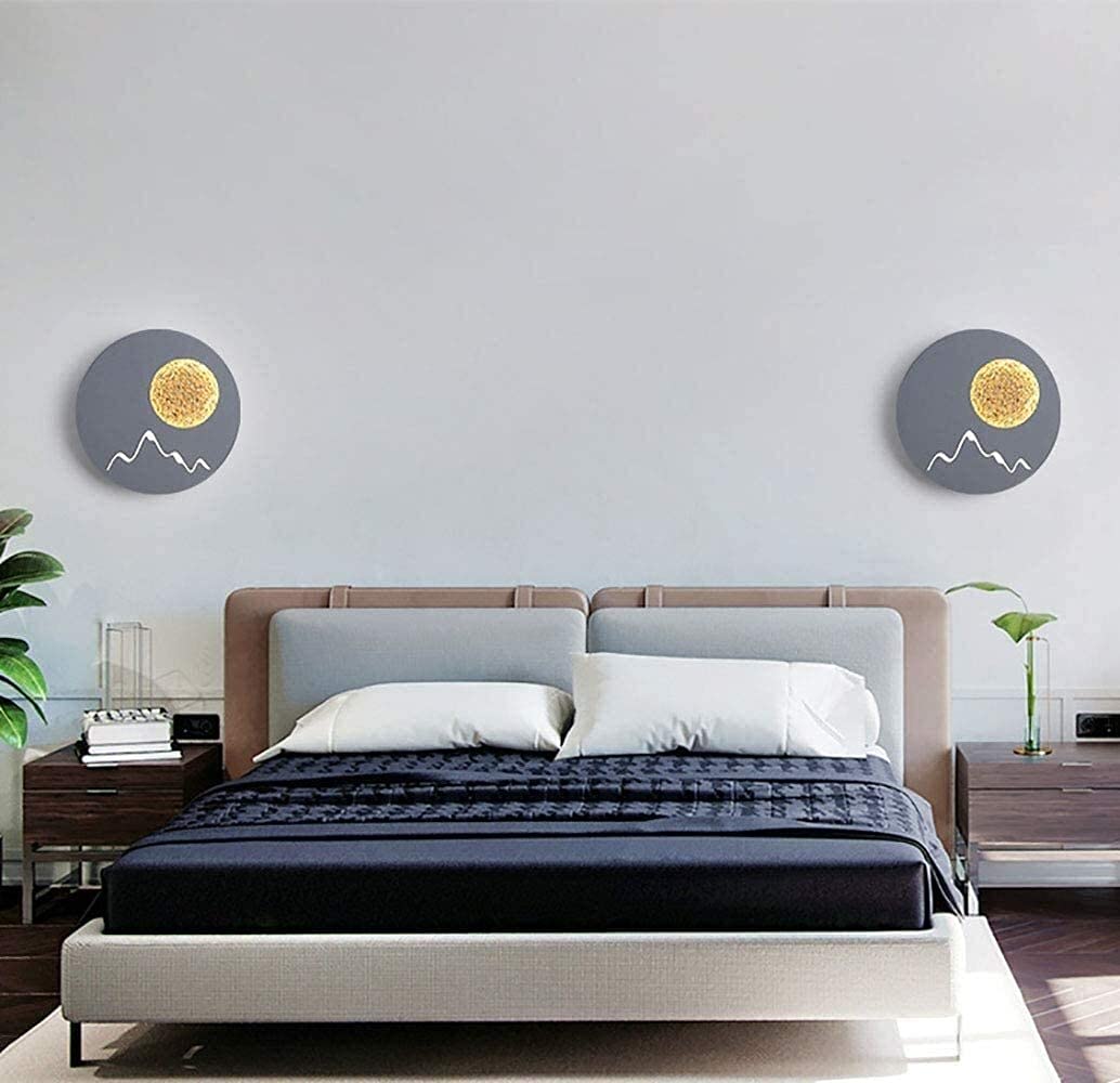 14W LED Moon Desk Lamp - Gray Round Acrylic & Aluminum Bedside Night Light for Bedroom, Living Room, Office | Dimmable Wall Lamp for Reading, Studying & Relaxing