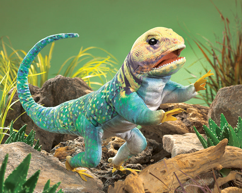 Realistic Collared Lizard Hand Puppet - Interactive Reptile Toy for Kids & Adults - Perfect for Storytelling, Education & Role Play Scenes