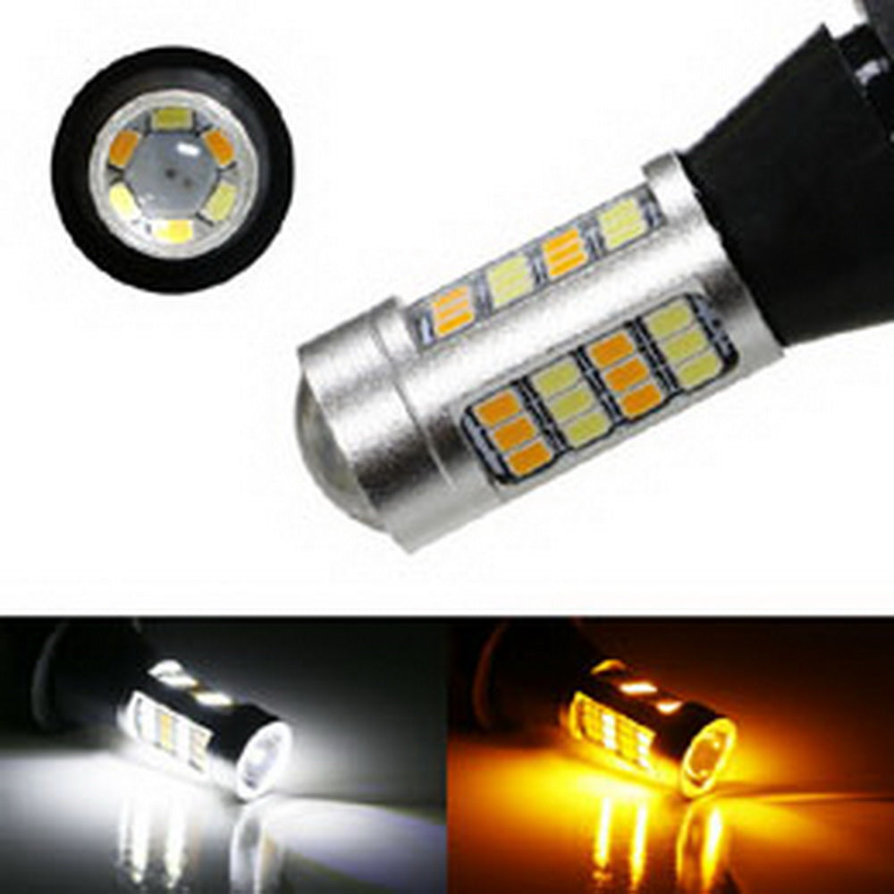 42 SMD 1156 7506 Switchback LED Bulbs - White/Amber Dual Color for Daytime Running Lights & Turn Signals - Perfect for Cars, Trucks, SUVs & Motorcycles