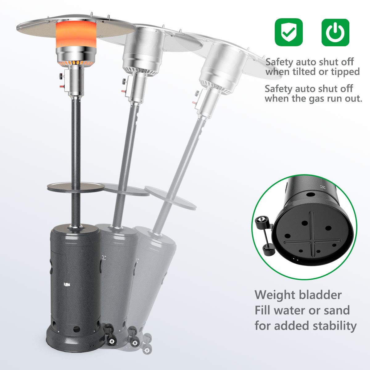 Tangkula 48000 BTU Outdoor Propane Patio Heater with Wheels & Cover - 87