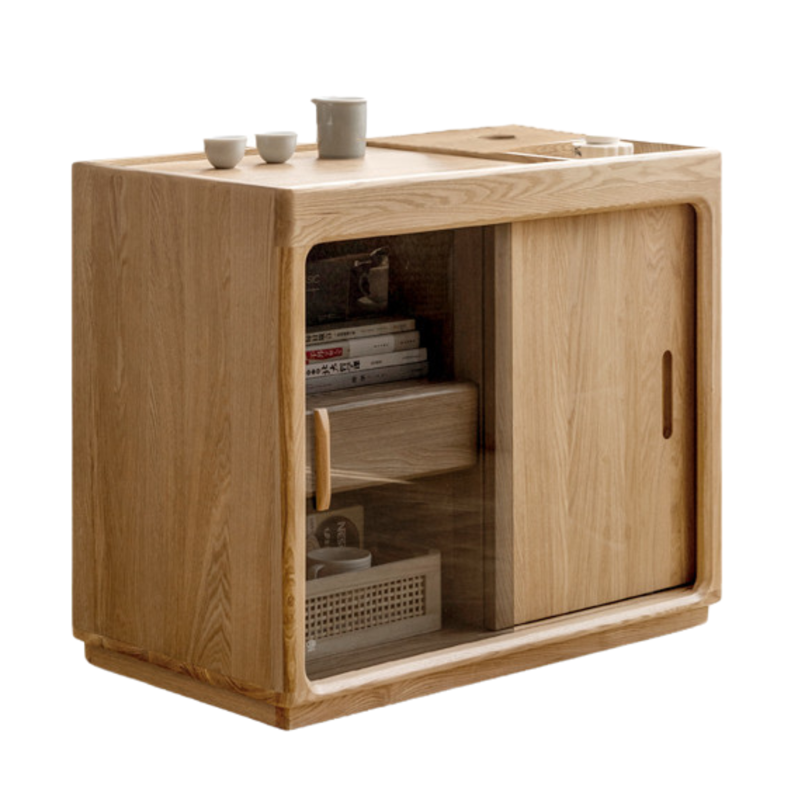 Premium Oak & Ash Solid Wood Tea Maker Set with Integrated Tea Table - Perfect for Home, Office & Zen Tea Ceremonies