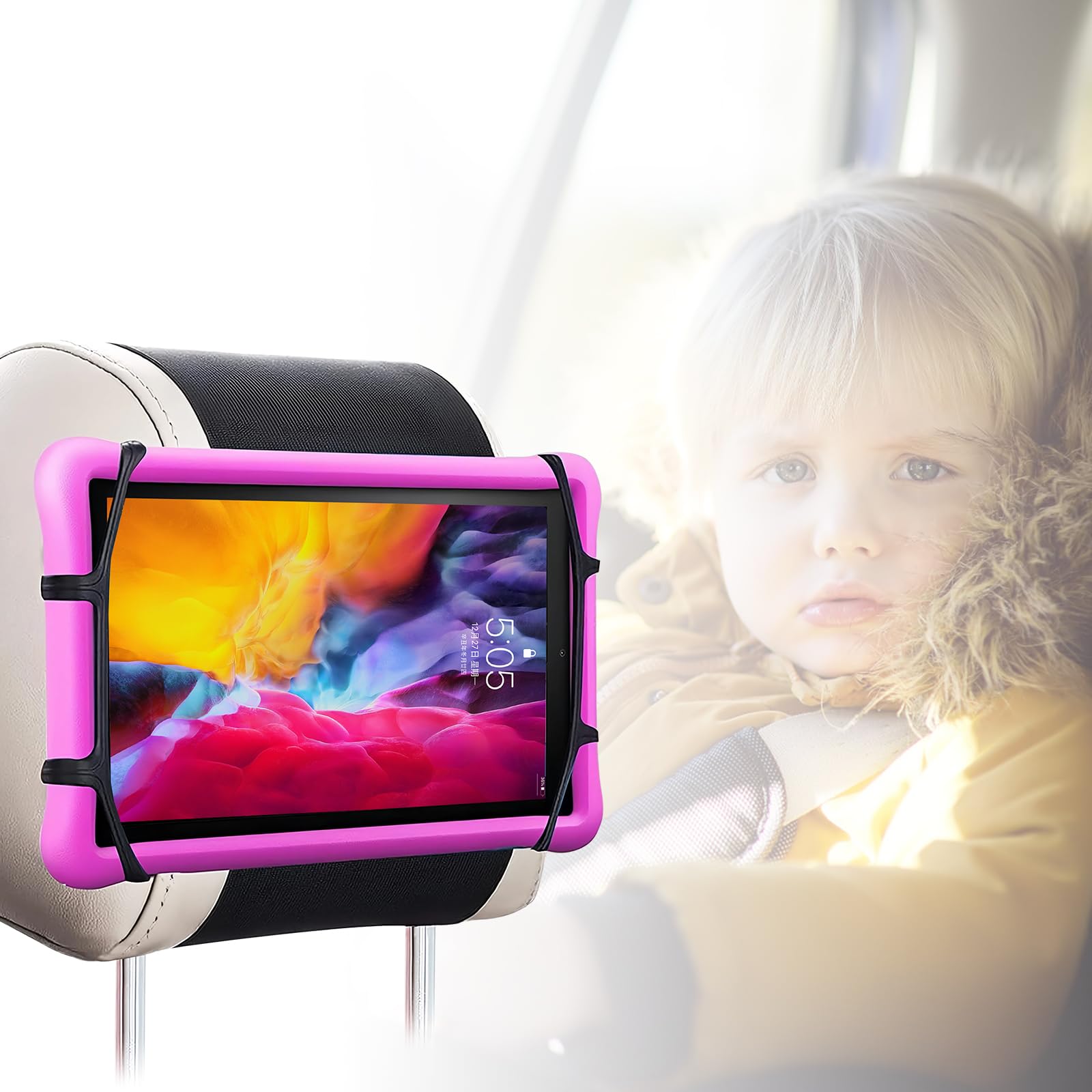 Wisebom Universal Car Tablet Holder - Adjustable Headrest Mount for iPad, Kindle, Switch (7-11 Inch) - Perfect for Kids Backseat Entertainment & Long Road Trips