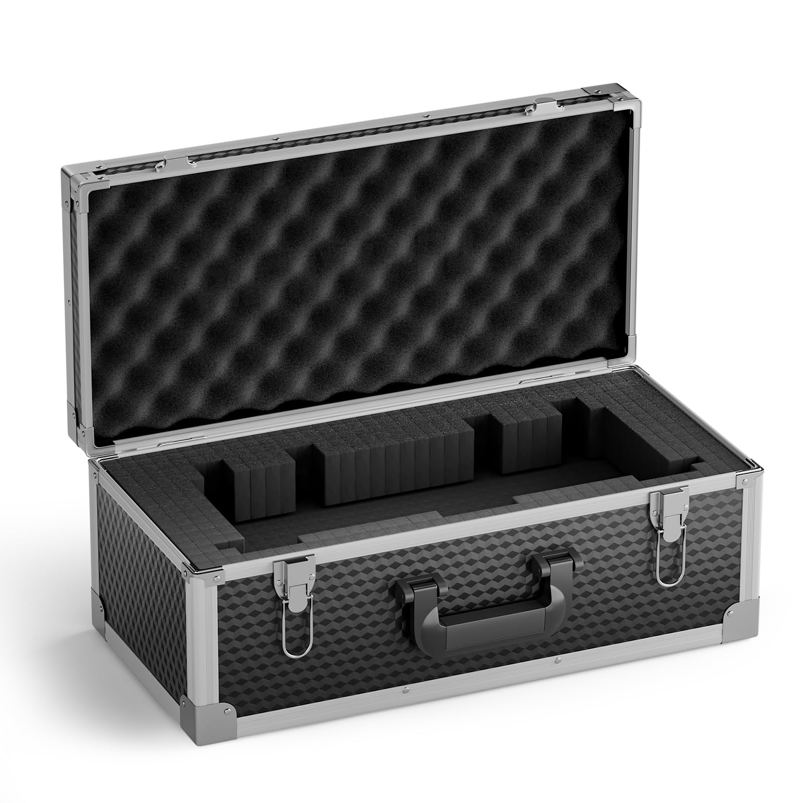 Phenyx Pro Extra Large Carrying Case with Customizable Pre-Diced Foam - Heavy Duty Aluminum Alloy Case for Wireless Microphone Systems, Camera Equipment & Gear Storage - Perfect for Studio, Live Events & Travel Protection