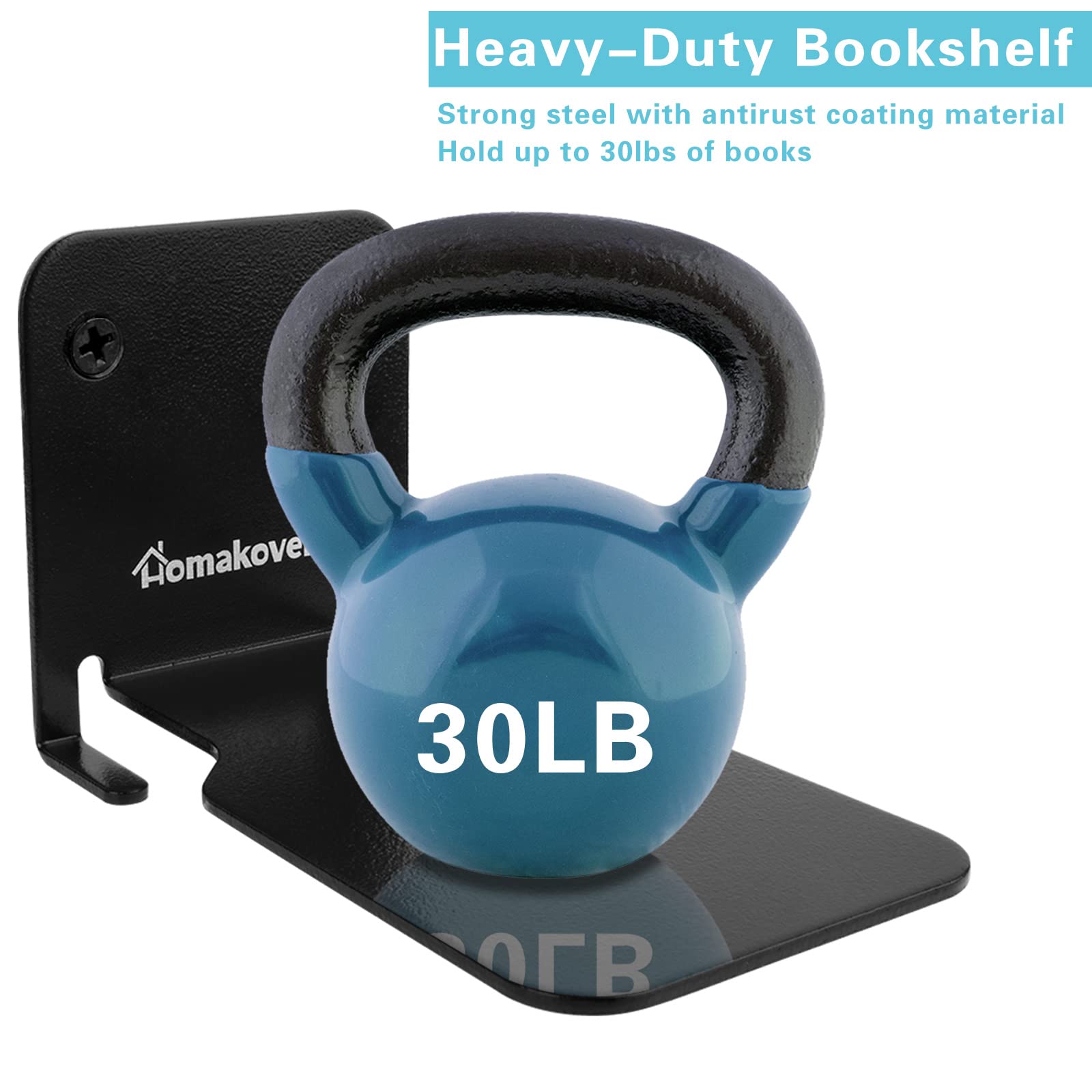 Invisible Floating Bookshelves Set of 2 - Heavy Duty Wall Mounted Book Organizer - Black Iron Storage Shelves for Bedroom, Living Room & Office - Perfect for Modern Home Decor & Space Saving Solutions
