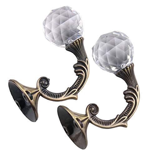 2Pcs Crystal Ball Curtain Holdbacks - Decorative Metal Tassel Wall Tie Back Hangers for Drapes & Sheers | Elegant Window Treatment Accessories for Living Room, Bedroom & Home Decor