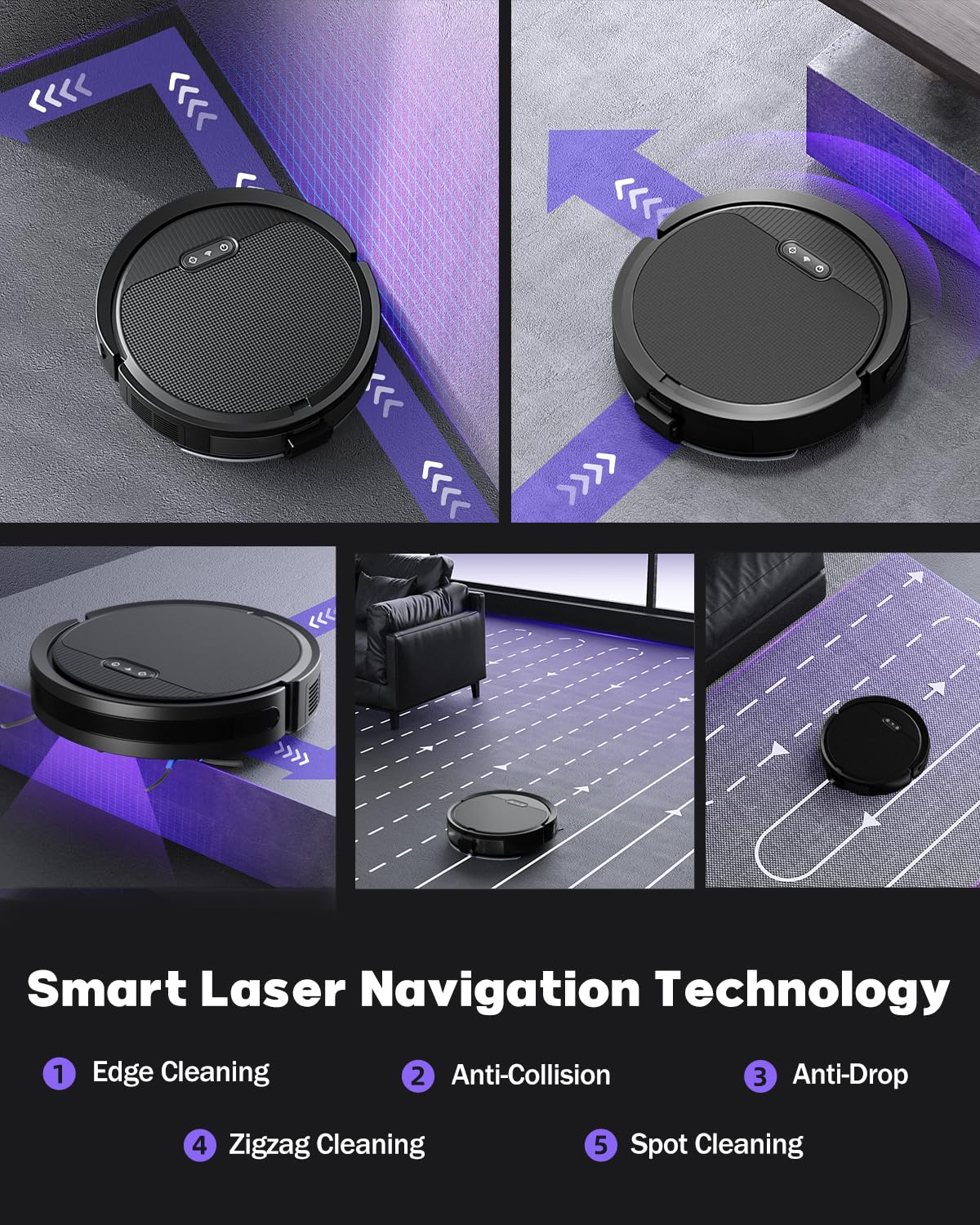 V3 Robot Vacuum and Mop Cleaner - 3-in-1 Self-Charging Robotic Vacuum with 5000Pa Strong Suction, 120 Min Runtime, 2.99