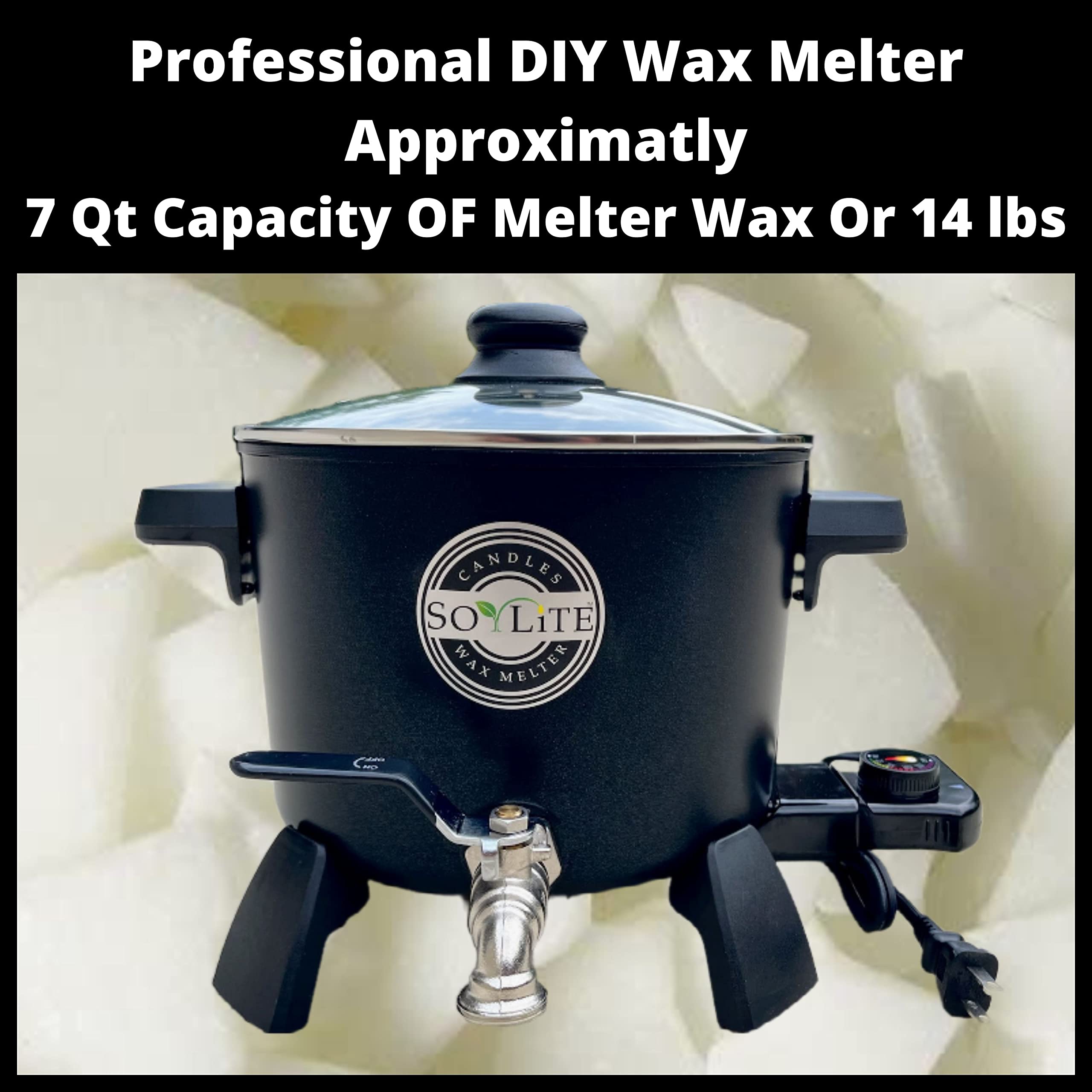 Premium Wax Melter for Candle Making - 6-7 Quart Capacity with Easy Pour Lever Valve by Soylite Candles - Perfect for DIY Soy Wax, Beeswax & Paraffin Candle Crafting at Home or Small Business