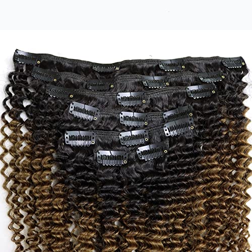 T(1B/4) Kinky Curly Clip In Hair