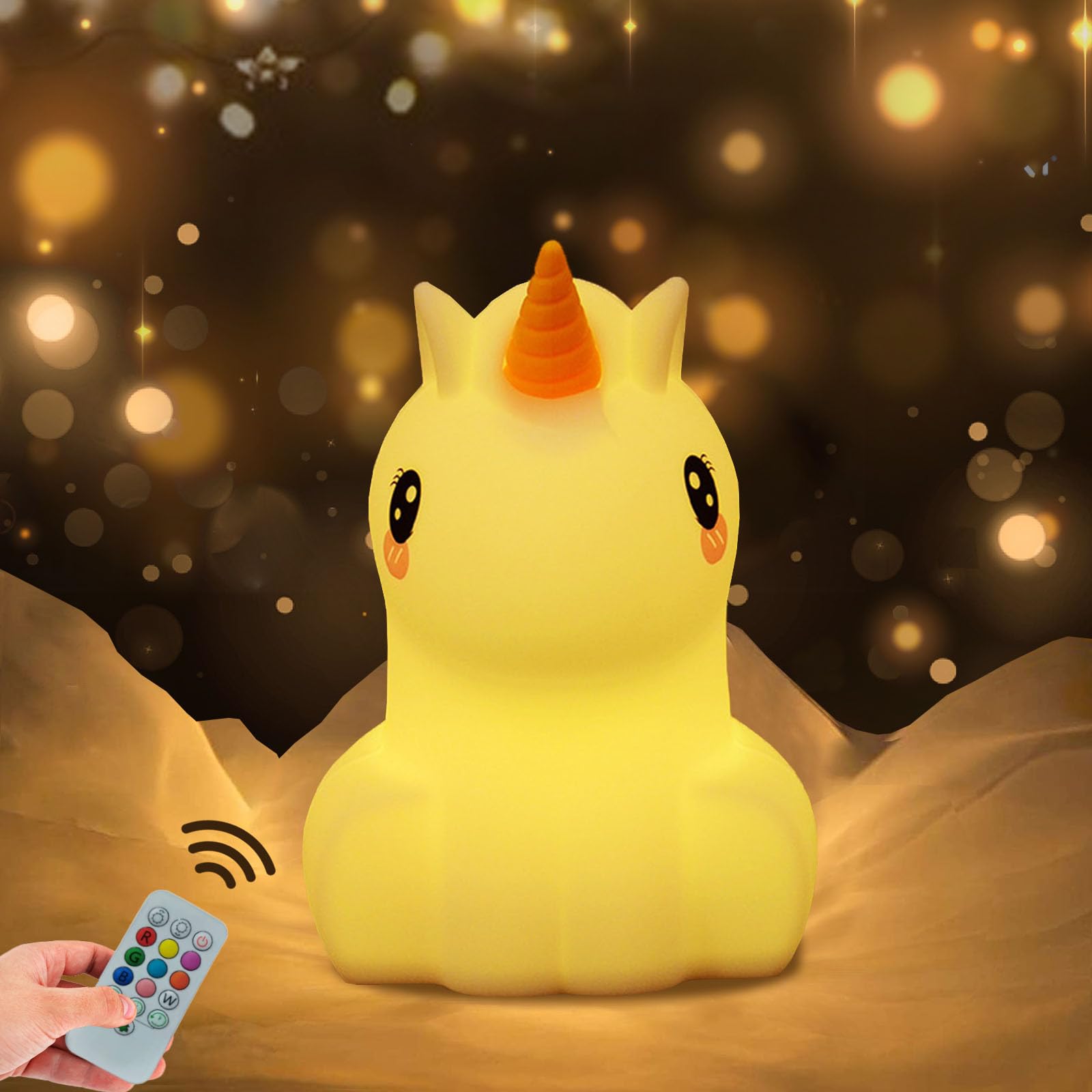 Cute Unicorn Night Light for Kids - 9 Color Changing, Rechargeable Silicone Baby Night Lamp | Kawaii Room Decor & Animal Night Light | Perfect Gift for Children, Toddlers & Nursery - Bedtime, Playroom & Relaxation Aid