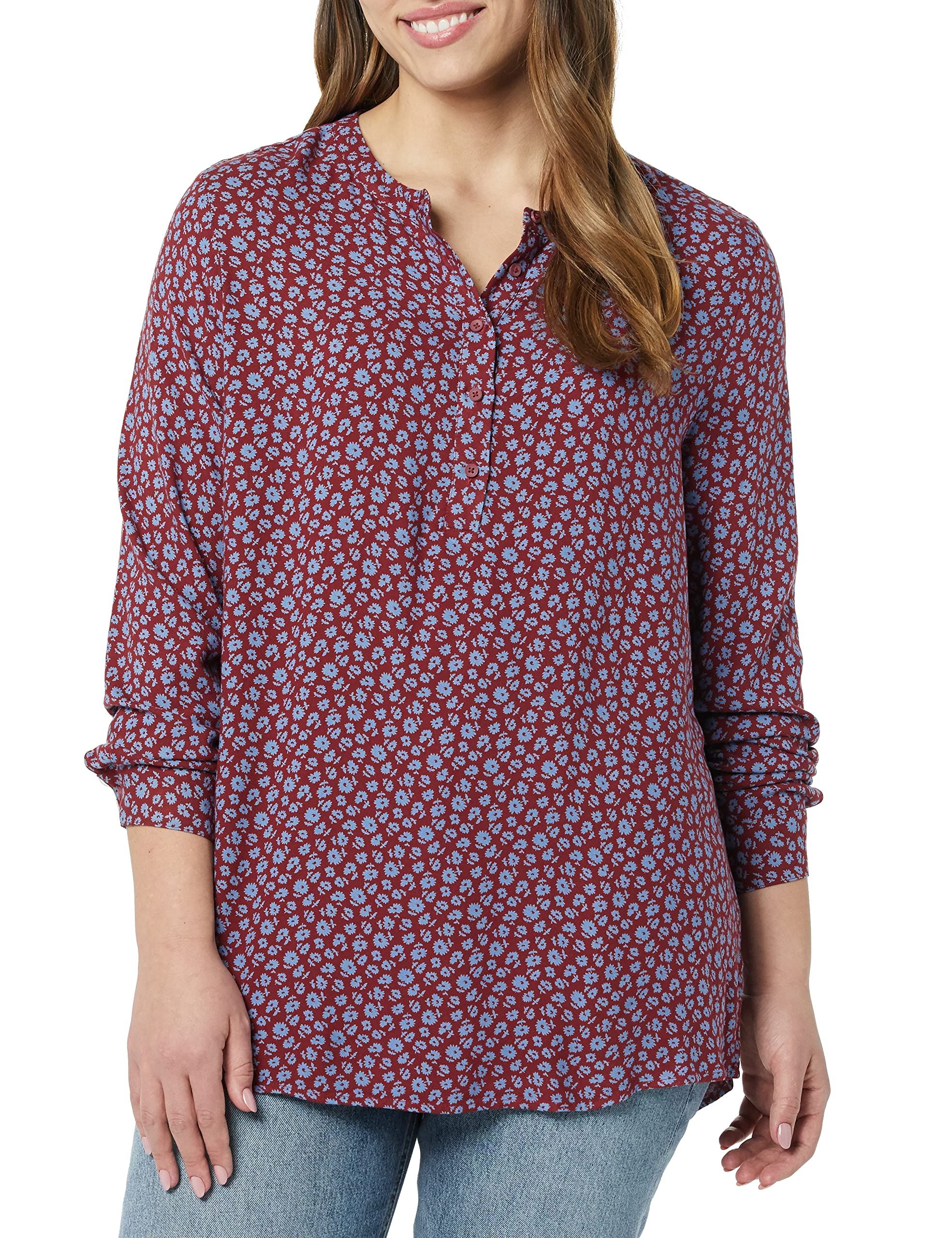 Amazon Essentials Women's Long-Sleeve Woven Blouse - Soft Casual Button Down Shirt for Work & Everyday Wear | Comfortable Office & Weekend Outfit