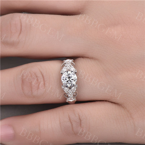 Stunning Charles & Colvard Moissanite Engagement Ring - 14K White Gold Wedding Band for Women | Perfect for Proposals, Anniversaries & Bridal Jewelry