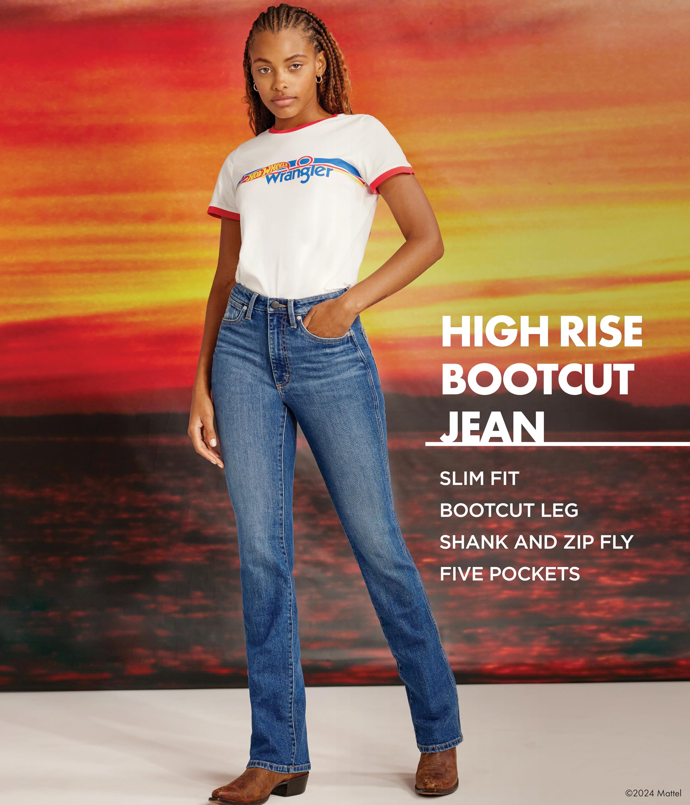 Wrangler Women's High-Rise Bootcut Jeans - Classic Denim Pants for Casual Wear & Western Style | Perfect for Work, Date Night & Country Events