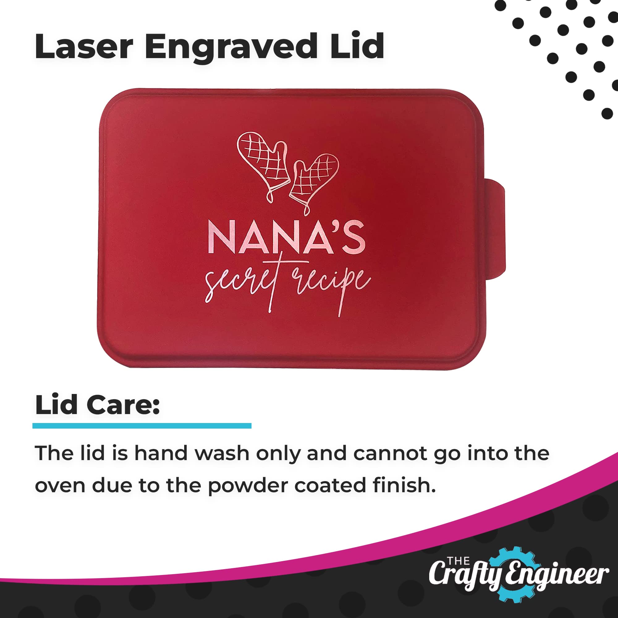 Personalized Baking Dish - Laser Engraved 9x13 Durable Bakeware with Unique Oven Mitts Design - Perfect Gift for Cooking Enthusiasts (Black) - Great for Home Baking, Holiday Cooking & Gift Giving