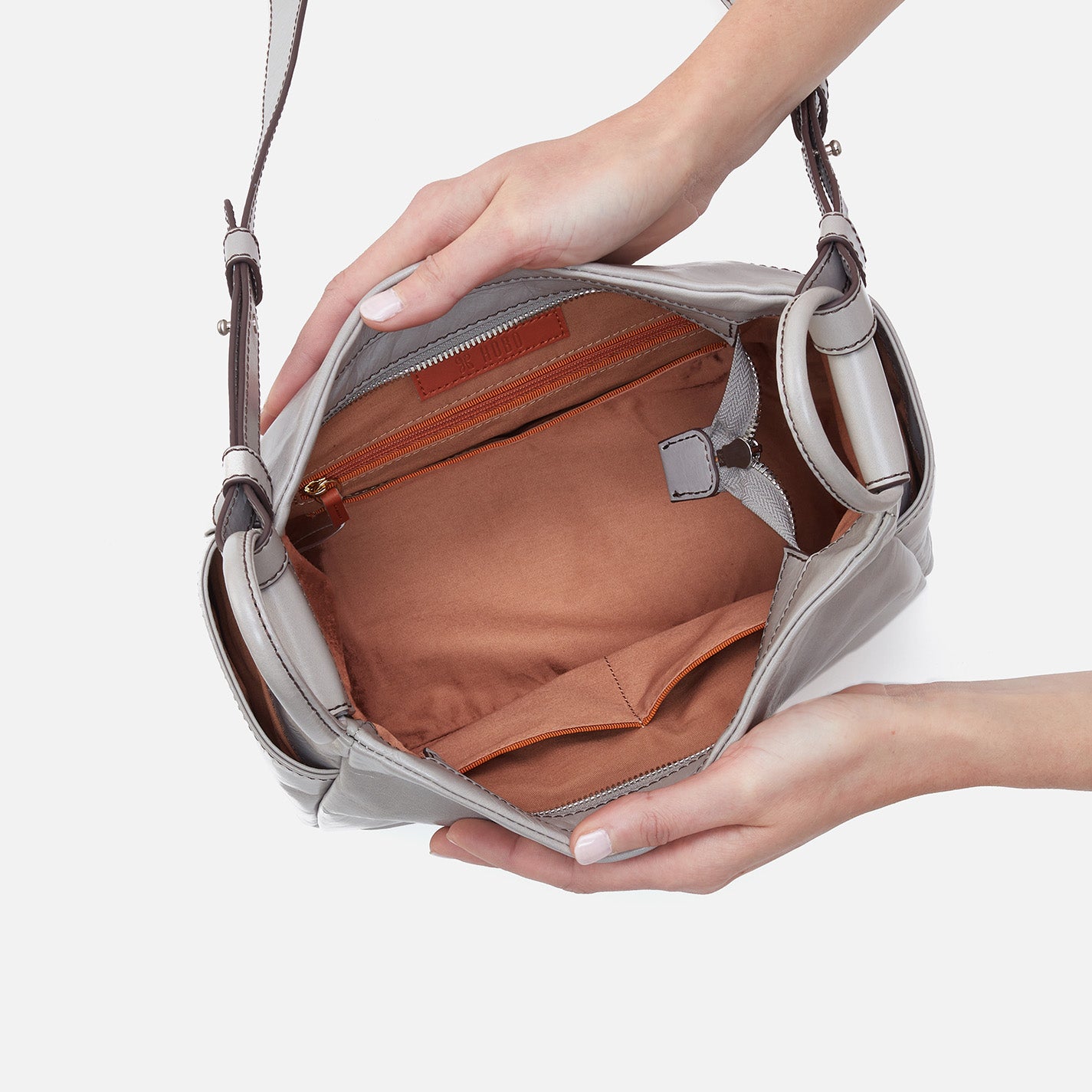 Sheila Crossbody Bag in Polished Leather - Light Grey Handbag for Women | Fashionable Everyday Purse for Work, Travel & Shopping