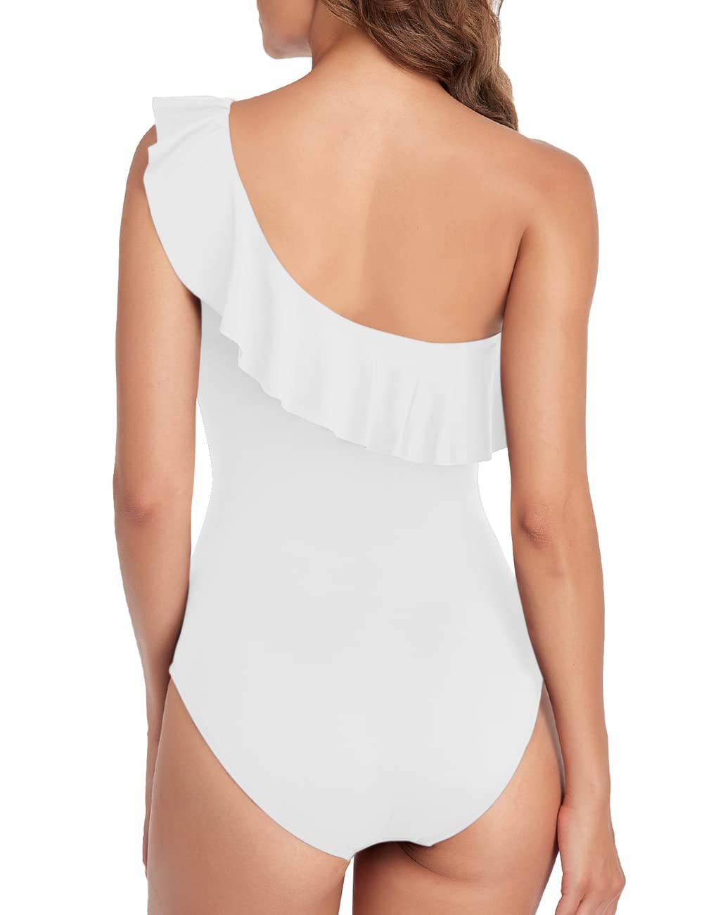 Hilor Women's One Piece Swimsuit Tummy Control Asymmetric One Shoulder Bathing Suit - Sexy Beachwear for Pool, Vacation & Summer Activities