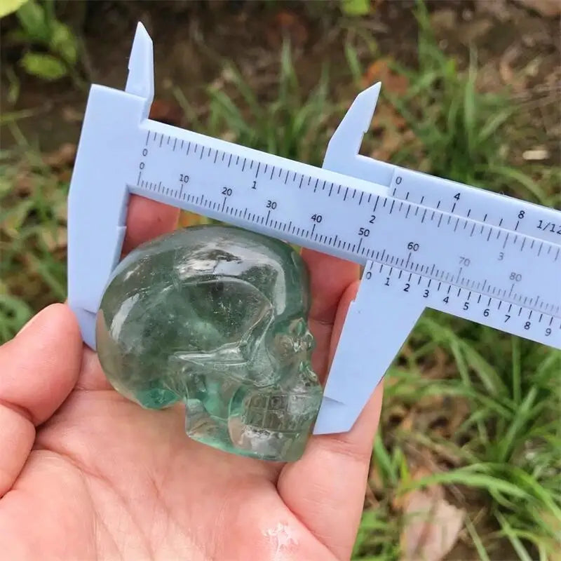 5.3CM Natural Fluorite Skull Crystal Carving - Healing Energy Stone for Meditation, Reiki & Home Decor - Unique Halloween Gift & Spiritual Decor (1PC) - Perfect for Altars, Yoga Spaces & Gothic Collections