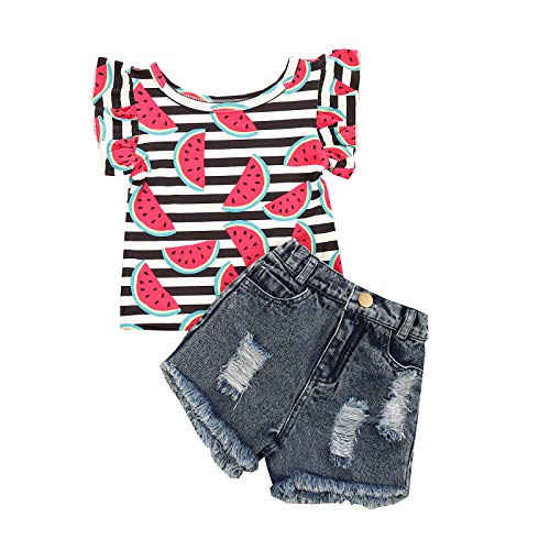 Watermelon Shirt+denim Shorts Set