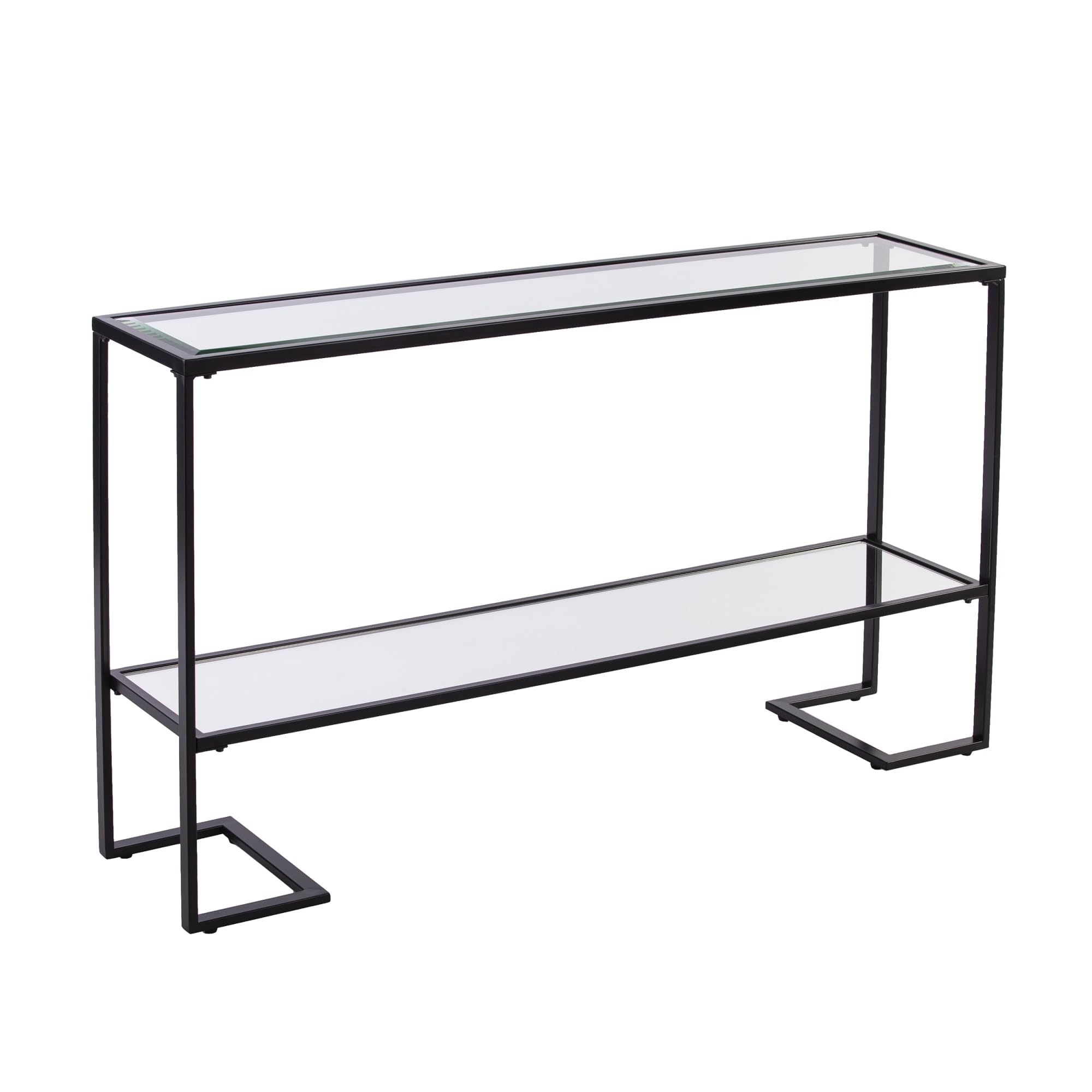 Southern Enterprises SEI Horten Black Glass Console Table - Elegant Entryway Furniture for Hallway, Living Room & Foyer Decor