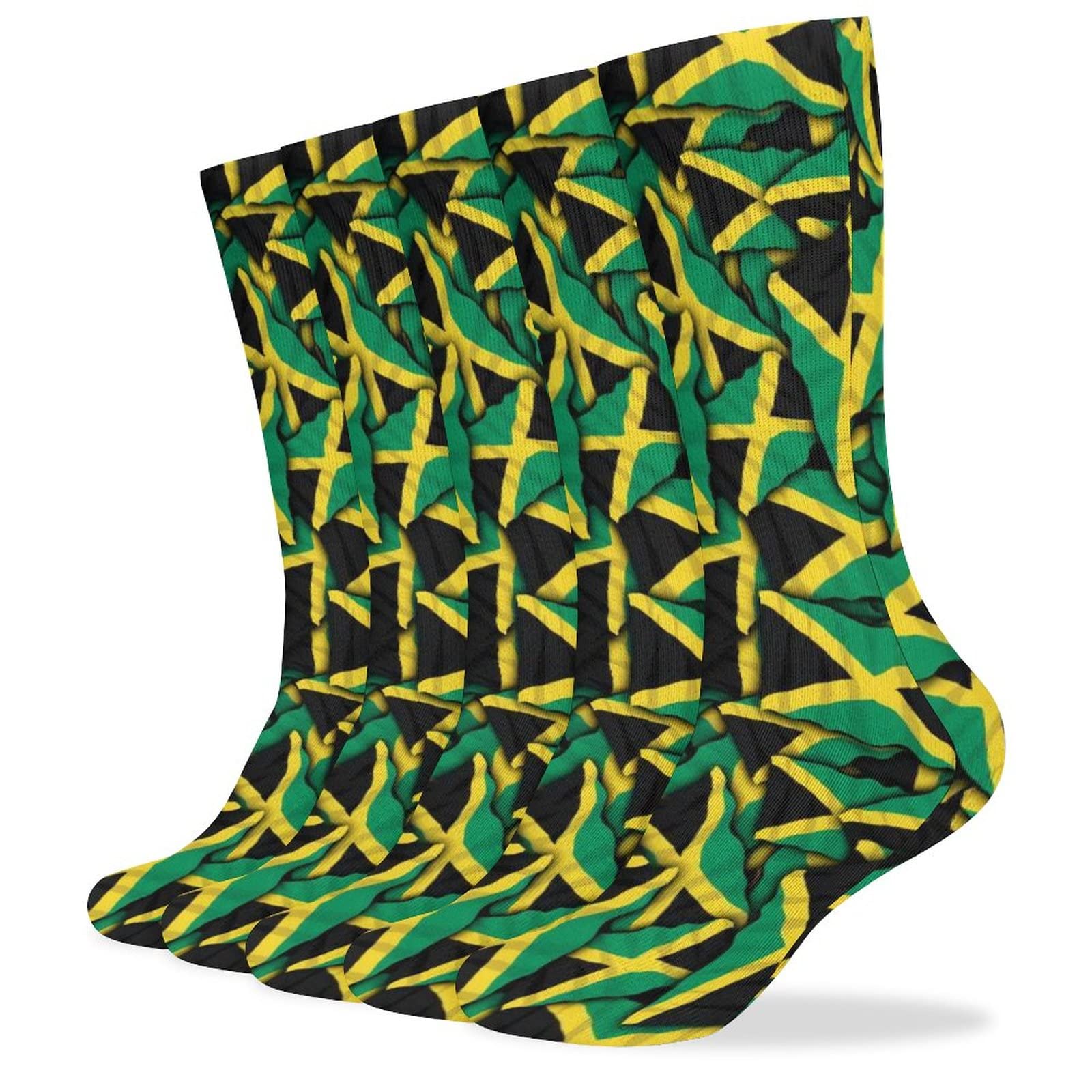 Jamaican Flag Casual Socks - 5 Pairs of Sweat-Wicking Breathable Sports Socks for Men & Women - Perfect for Running, Gym Workouts & Everyday Wear