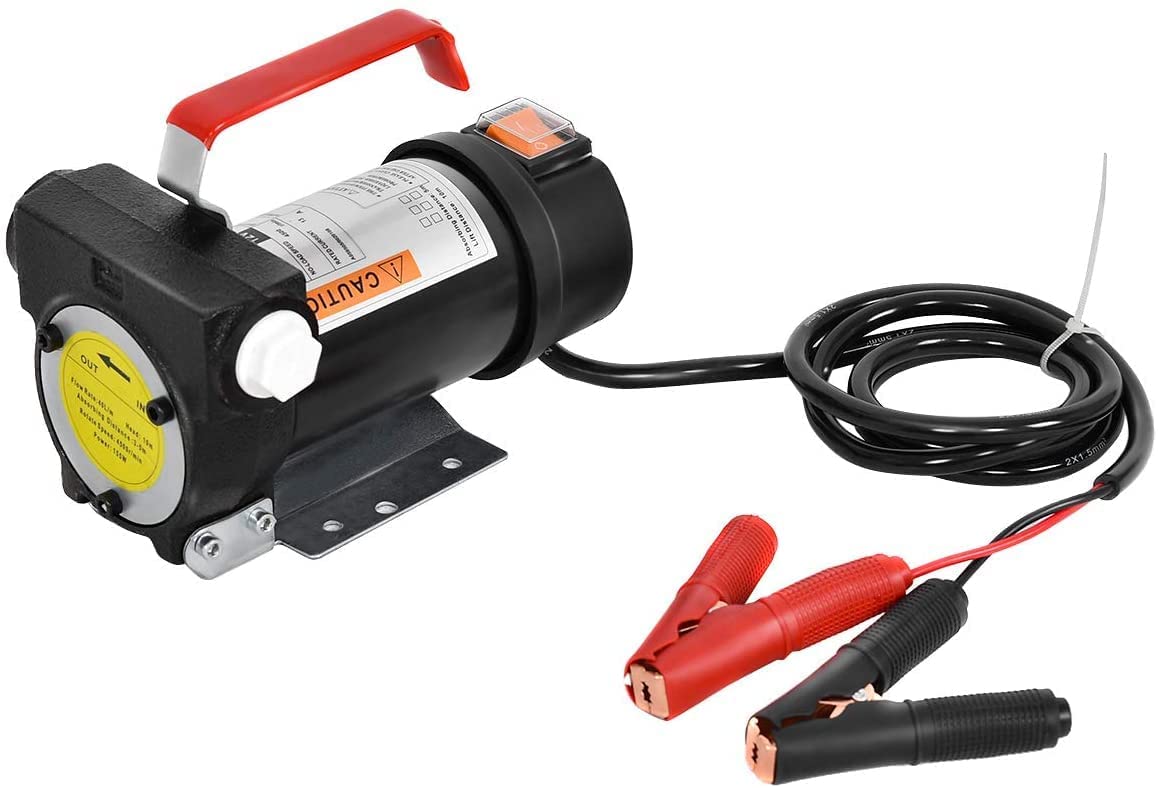 ERGOMASTER 12V Electric Fuel Transfer Pump - 10GPM Portable Diesel/Kerosene Oil Pump for Trucks, Machinery & Auto Fueling | Commercial & Home Use