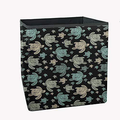 Colorful Sea Turtle Print Storage Bin - Durable Toy & Clothes Organizer for Kids Bedroom, Nursery Closet, or Beach-Themed Home Decor | Perfect for Toddler Room Organization & Ocean-Themed Decorations