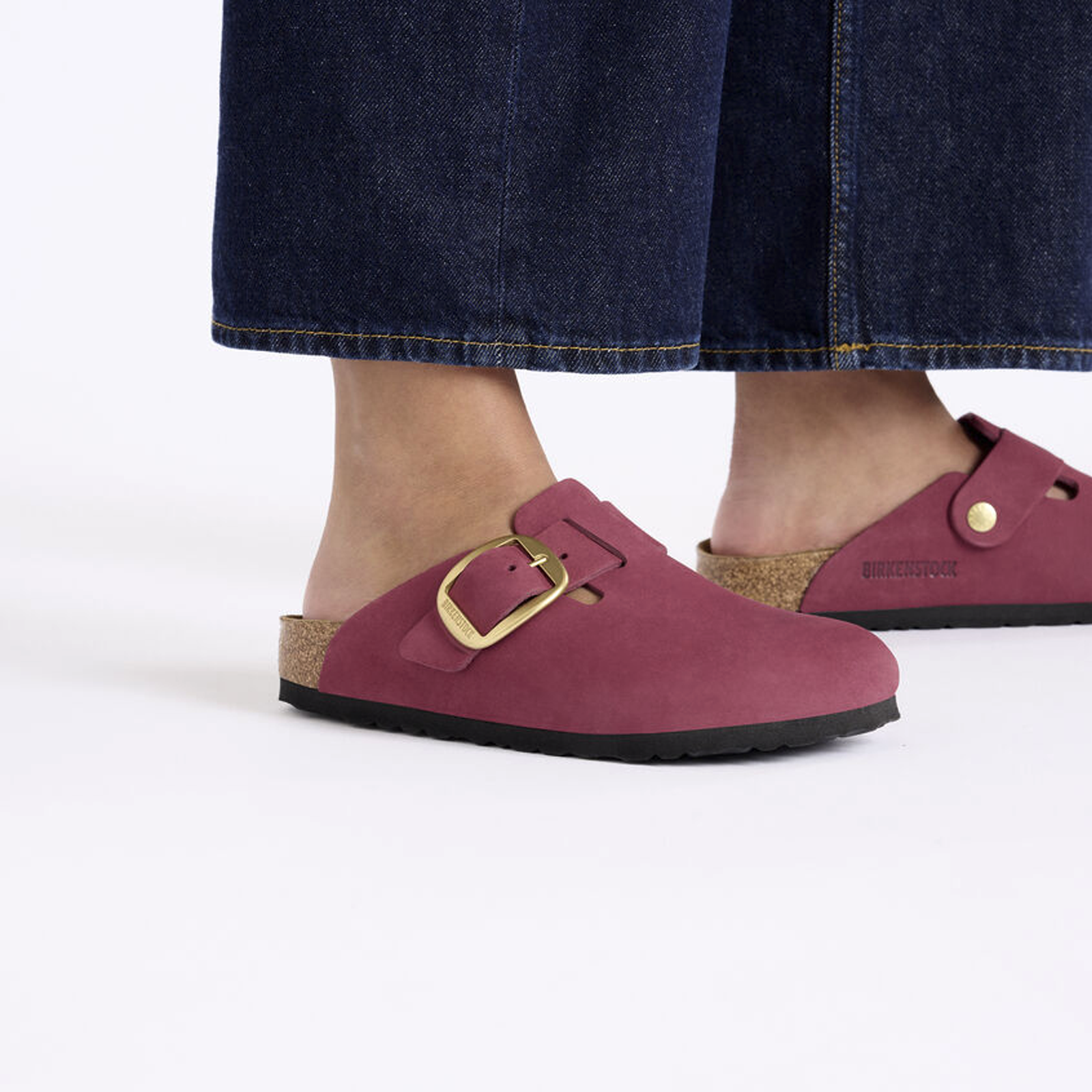 Birkenstock Boston Big Buckle Narrow Clog for Women - Berry Crush Nubuck Leather Comfort Shoes | Slip-On House Shoes for Relaxing at Home, Casual Outfits & Errands