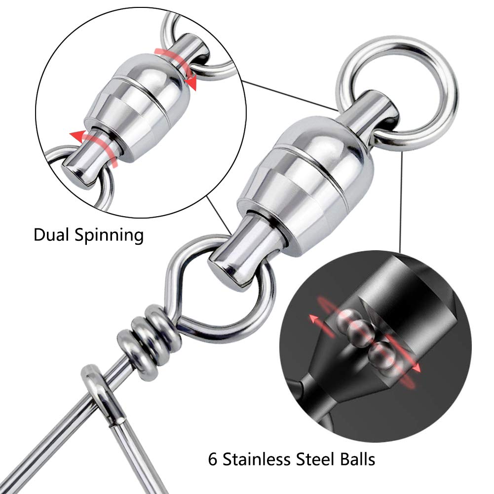 OCEAN CAT 10-Pack Fishing Ball Bearing Swivels - Copper & Stainless Steel Welding Rings with Dual Spinning Design - High Strength Saltwater Fishing Tackle Connectors for Quick Lure Line Changes - Perfect for Deep Sea, Surf, and Boat Fishing