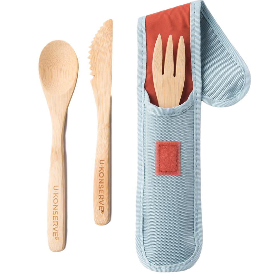 Eco-Friendly Bamboo Cutlery Set - Reusable Travel Utensils with Case | Seafoam Green | Perfect for Camping, Picnics & Zero-Waste Lifestyle