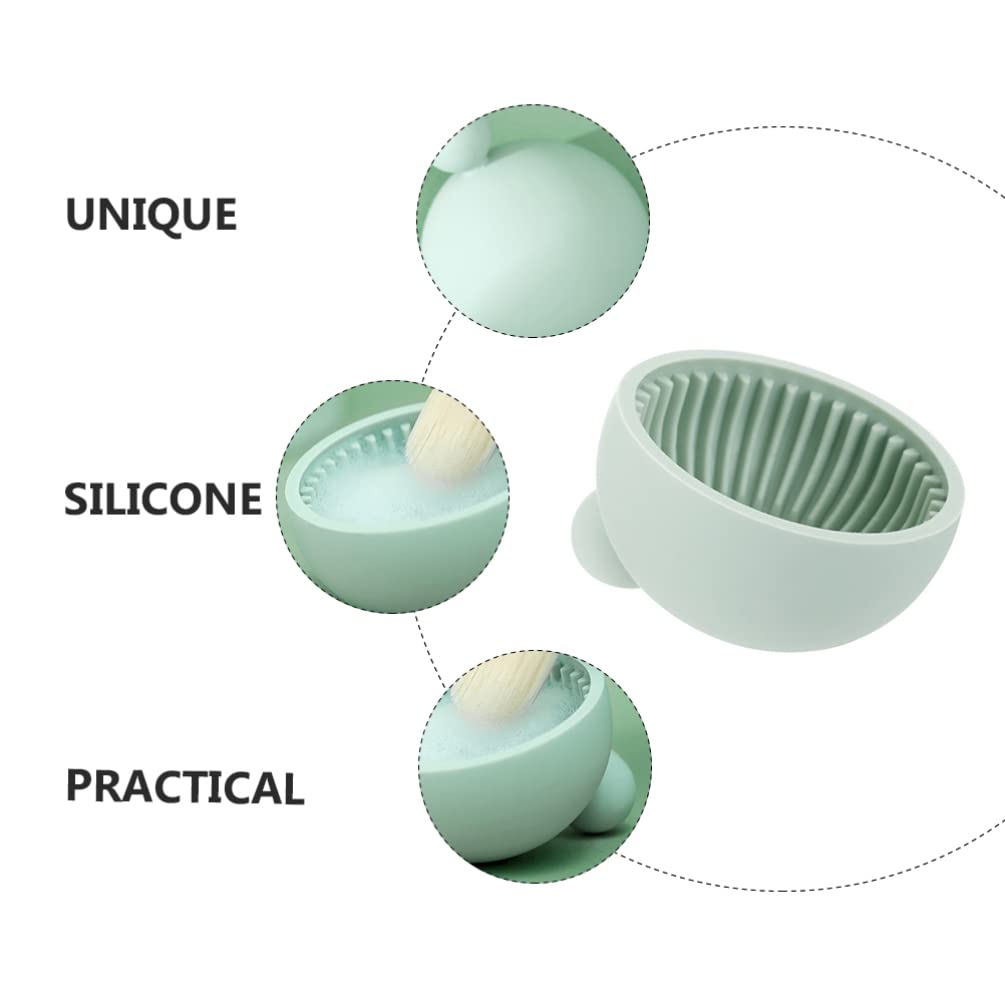 Professional Silicone Makeup Brush Cleaning Mat - Cosmetic Brush Cleaner Pad with Scrubber for Makeup Brushes, Sponges & Powder Puffs | Light Green Makeup Brush Cleaning Bowl for Easy Face & Beauty Tool Cleaning | Perfect for Home & Salon Use