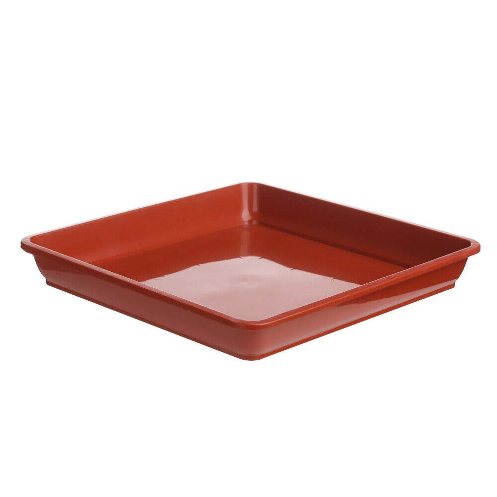 Durable PP Plastic Plant Saucer - 20 x 20cm Square Flower Pot Tray for Indoor & Outdoor Plants | Waterproof Drip Catcher for Garden, Balcony & Patio (Red)