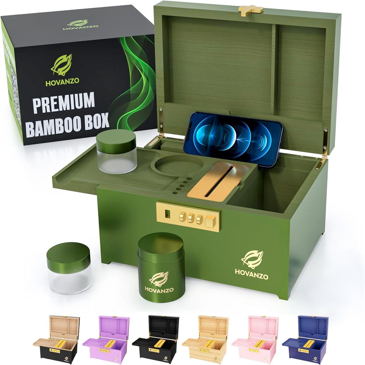 Premium Large Bamboo Storage Box with Combination Lock - Decorative Wooden Locking Box for Jewelry, Cash & Valuables - Home Office Organization & Gift Packaging Solution