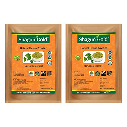 Shagun Gold Henna Hair Care Mehendi Powder - 100% Natural for All Hair Types, Controls Hair Fall & Repairs Damaged Hair - 100g (Pack of 2) - Perfect for Hair Treatment, Bridal Care & Ayurvedic Hair Growth