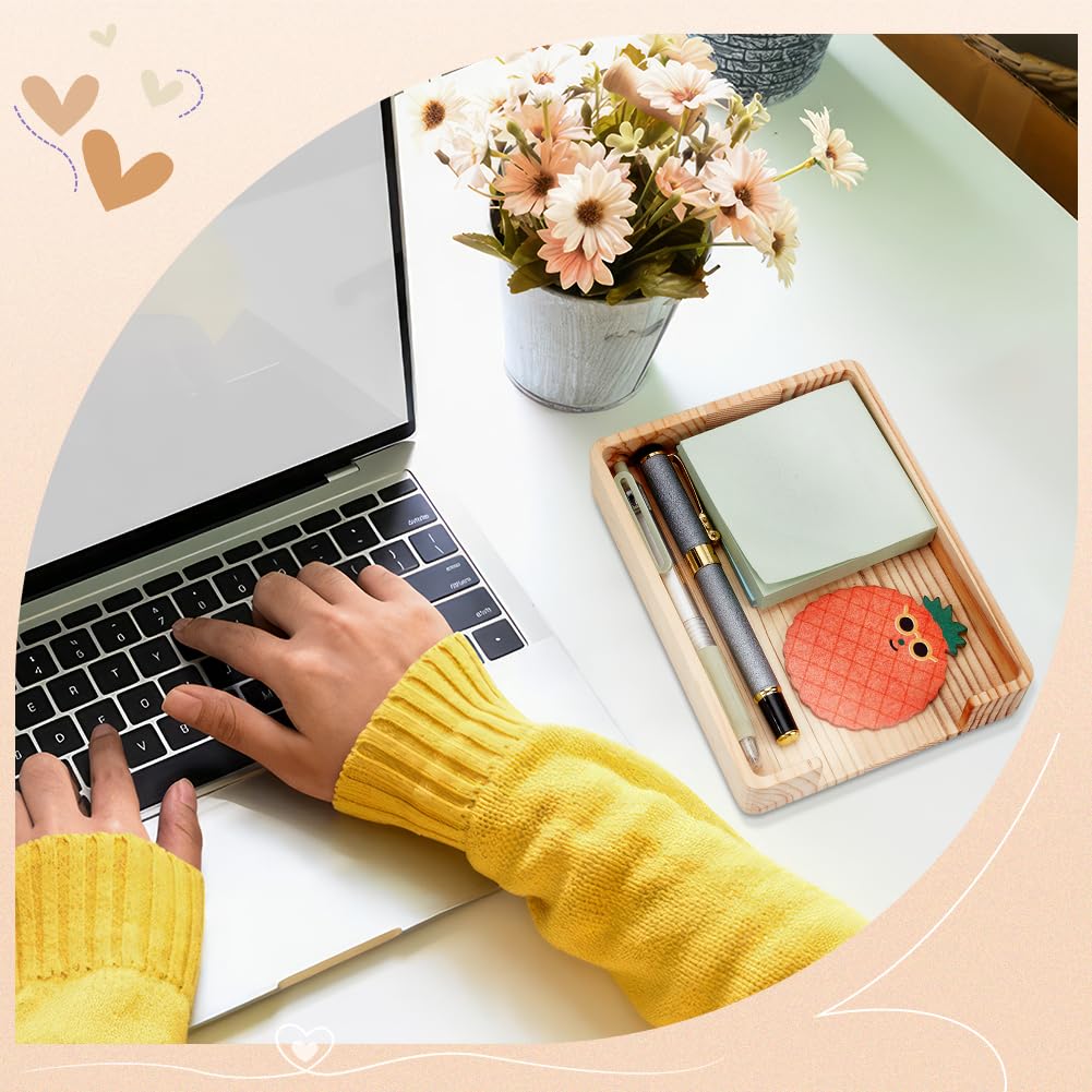 Wooden Sticky Notes Holder - 5.91x4.33 Inch Self-Stick Memo Pad Organizer & Dispenser for Office Desk, Home, School - Perfect for Notes, Reminders, and To-Do Lists