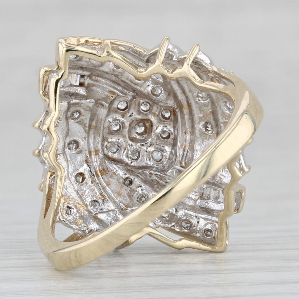 0.15ctw Diamond Cluster Swirl Ring in 10k Yellow Gold - Size 8.25 - Elegant Jewelry for Weddings, Anniversaries & Special Occasions