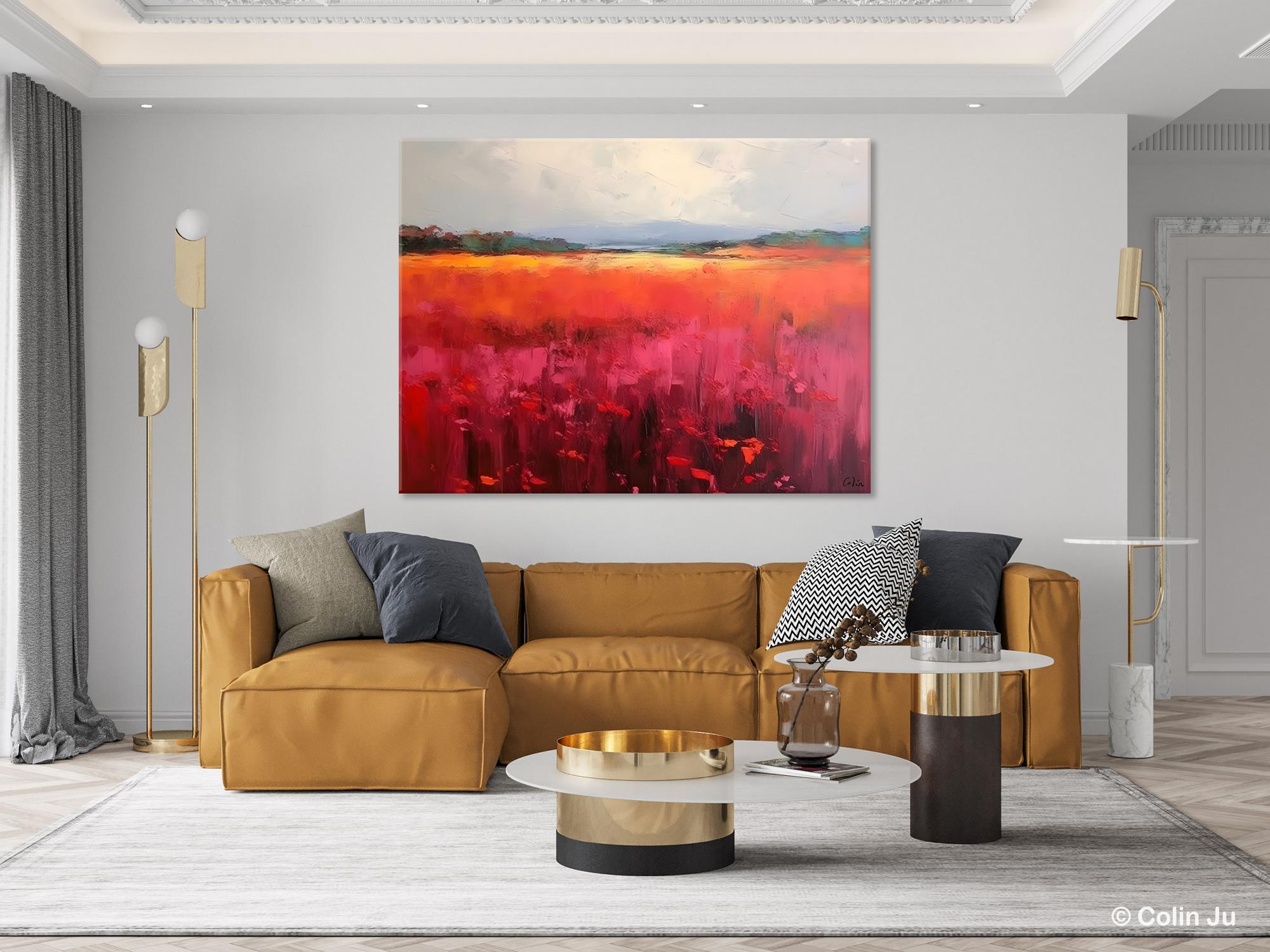 Hand Painted Modern Abstract Landscape Canvas Art - Original Wall Decor for Living Room | Perfect for Home, Office & Gift Giving