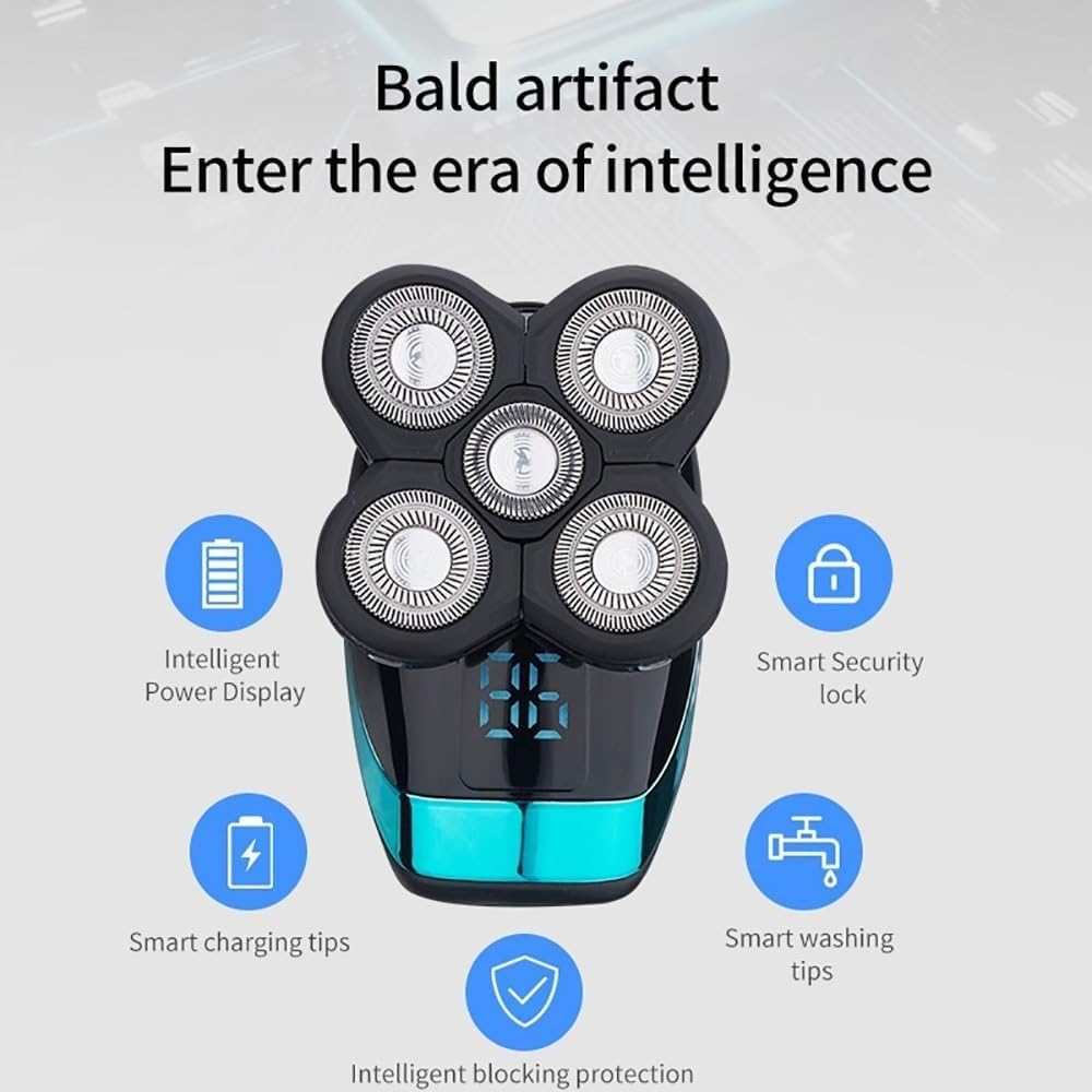 5-in-1 Professional Electric Shaver for Men - Rechargeable Wet/Dry Waterproof Beard Trimmer & Shaving Machine | Perfect for Travel, Gym & Daily Grooming Routine