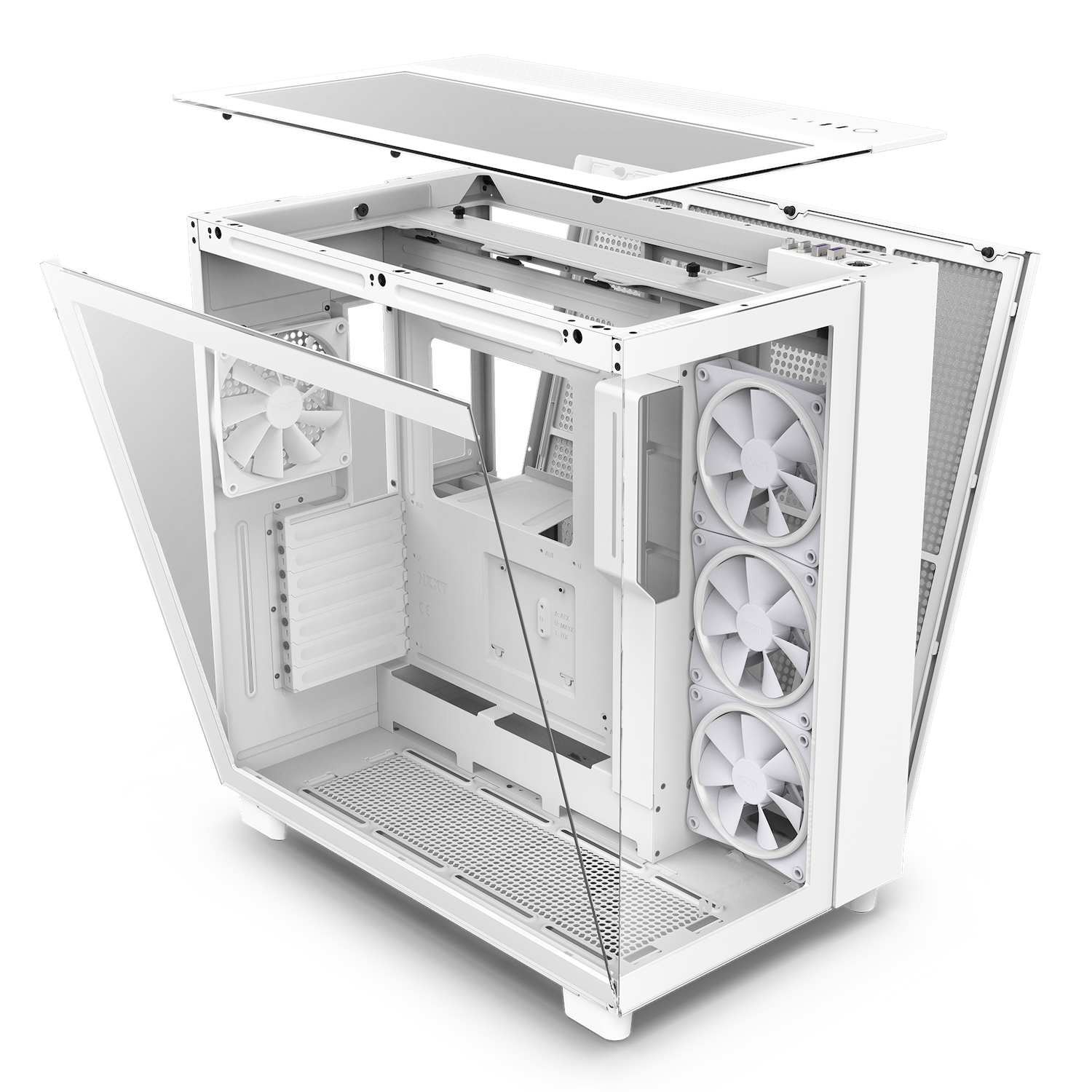 NZXT H9 Elite ATX Mid Tower PC Case - White Tempered Glass Panel, High Airflow Design for Gaming & Workstation Builds - Perfect for RGB Lighting Setups & Custom Water Cooling Systems
