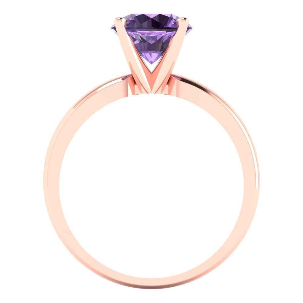 1.50 ct Round Cut Simulated Alexandrite Solitaire Engagement Ring in 14k Rose Gold - Wedding, Bridal, Anniversary Gift for Her - Perfect for Proposals, Vow Renewals & Special Occasions