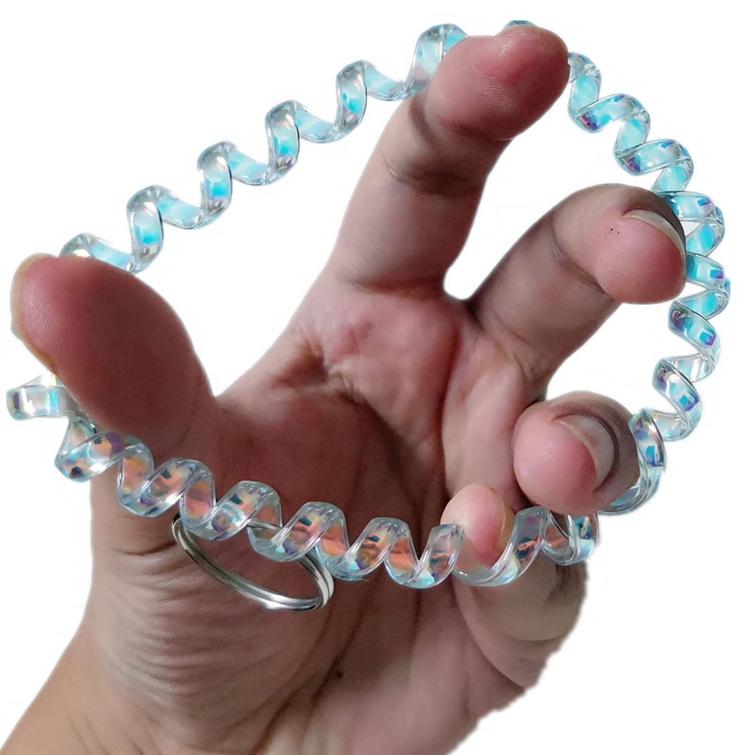 Iridescent Spiral Stretch Keychain Wristband - Pack of 5 | Spring Coil Ring Holder & Bracelet for Keys, Phone, Wallet | Perfect for Gym, Office, Travel & Daily Use