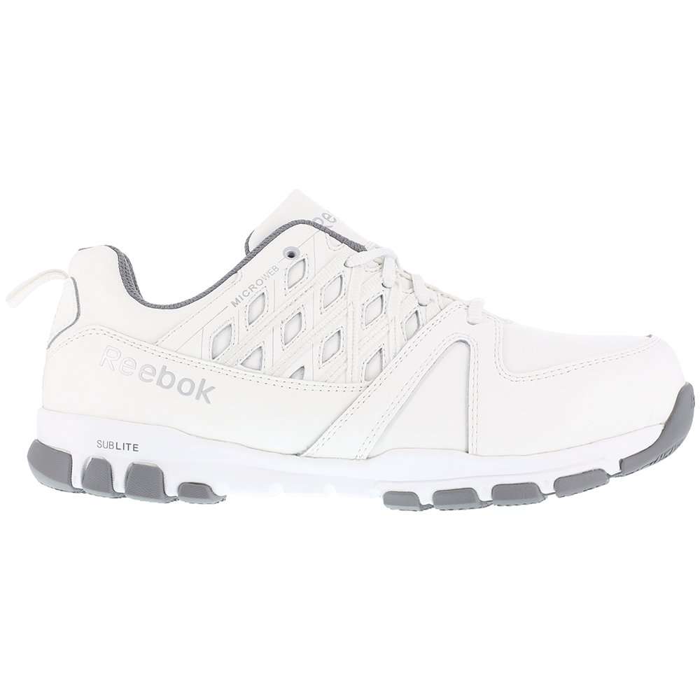 Reebok Men's Sublite Cushion Athletic Work Steel Toe Safety Shoes - White - Lightweight & Comfortable for Construction, Warehouse & Industrial Work