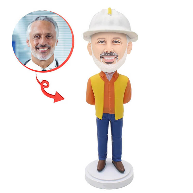 Custom Engineer Bobblehead with Blueprints - Perfect Gift for Engineers, Office Desk Decor, and Collectible Display