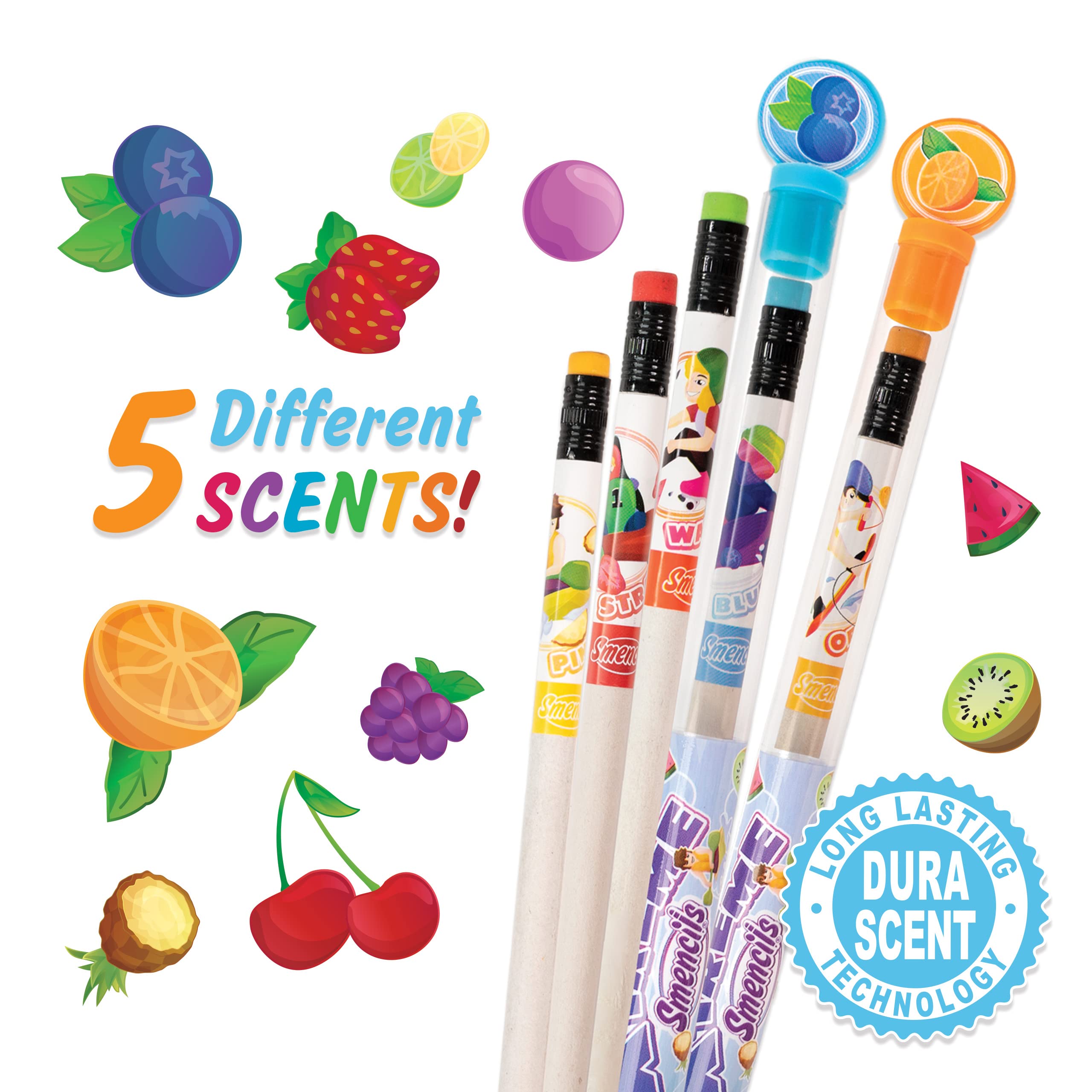 X-Treme Sports Smencils - Scented Pencils 5-Pack for Kids, School & Party Gifts