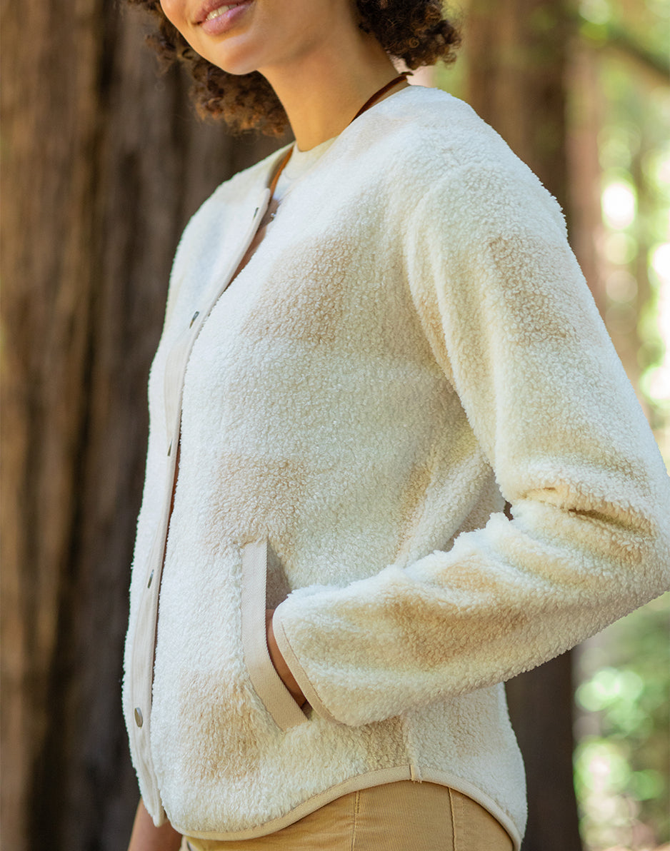 Posie Boucle Jacket for Women - Cozy Birch Plaid Overshirt - Perfect for Fall Layering, Office Wear & Casual Outfits