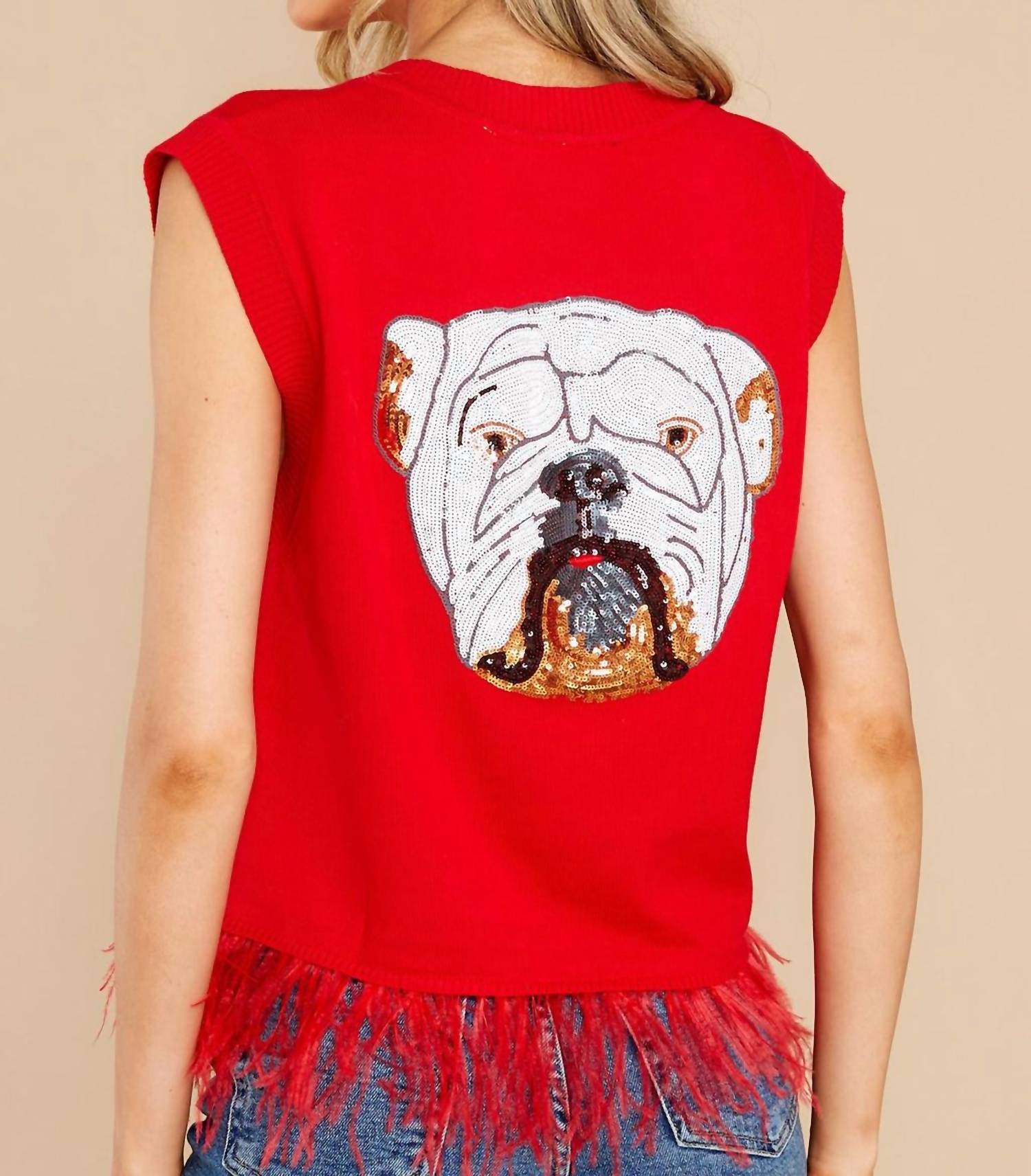 Glory Feather Sweater Tank Top in Red - Stylish & Comfortable Women's Knitwear for Casual Outings & Layering